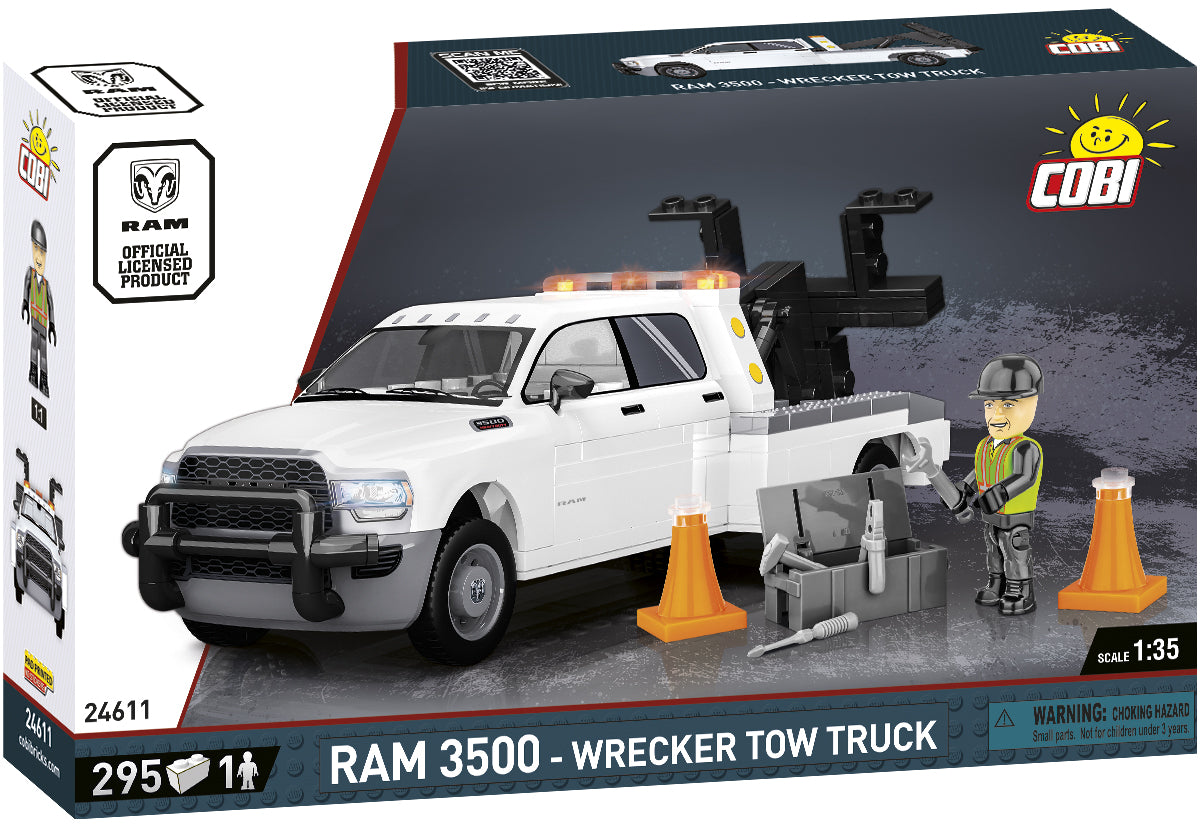COBI DODGE RAM 3500 Wrecker Tow Truck Building Set, 295 Pieces