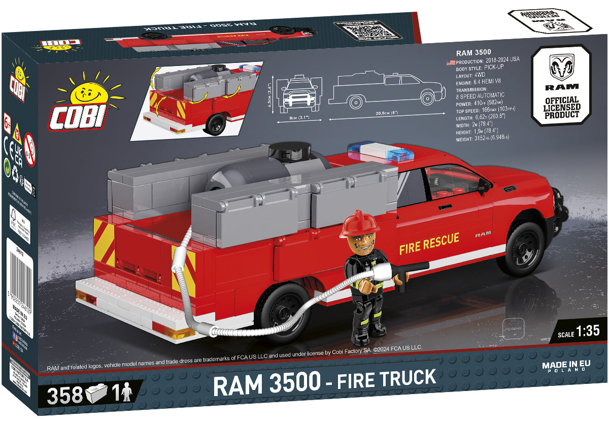 COBI DODGE RAM 3500 Fire Truck Building Set, 358 Pieces