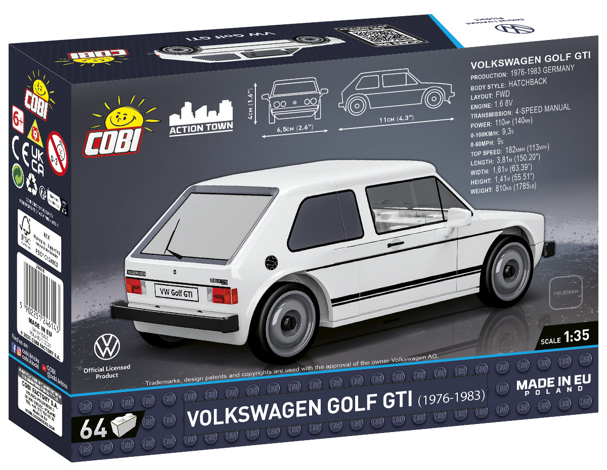 COBI Action Town Volkswagen Golf GTI (1974-1983) Building Set, 64 Pieces