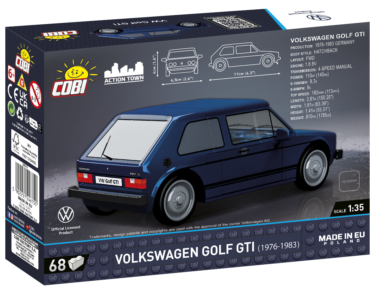 COBI Action Town Volkswagen Golf GTI (1974-1983) Building Set, 68 Pieces