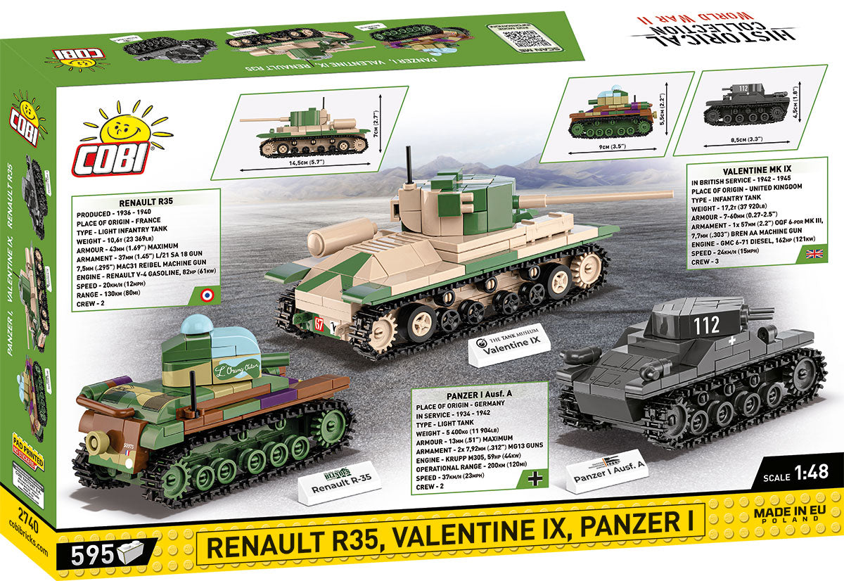 COBI Historical Collection WWII Renault R35, Valentine IX and Panzer I