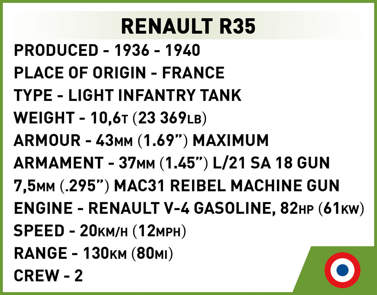 COBI Historical Collection WWII Renault R35, Valentine IX and Panzer I