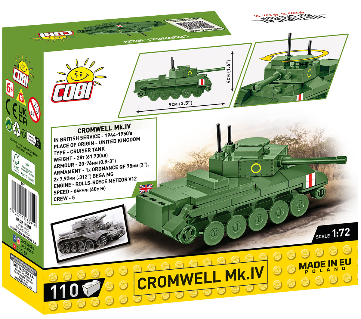 COBI Historical Collection WWII Cromwell Mk.IV 1:72 Scale Tank