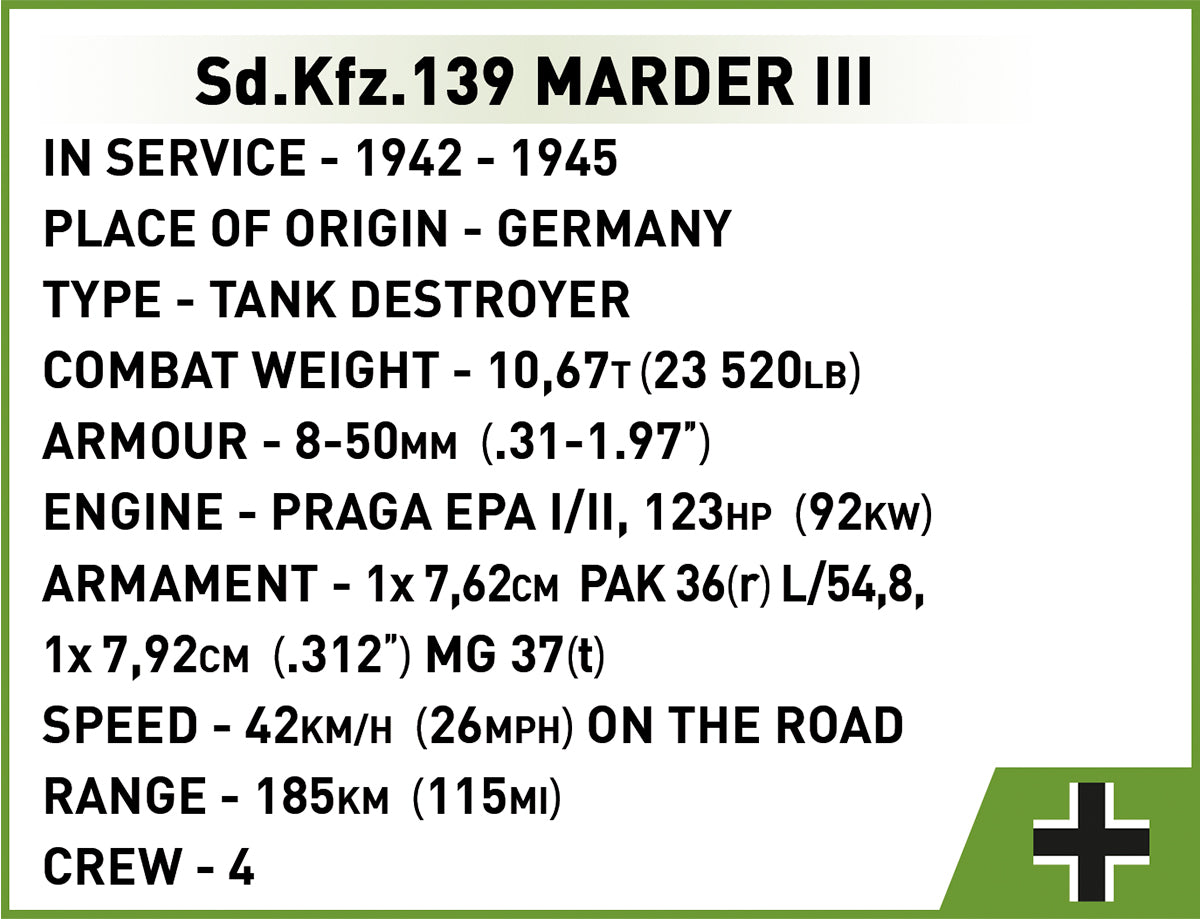 COBI Historical Collection WWII Sd.Kfz. 139 Marder III Tank Destroyer