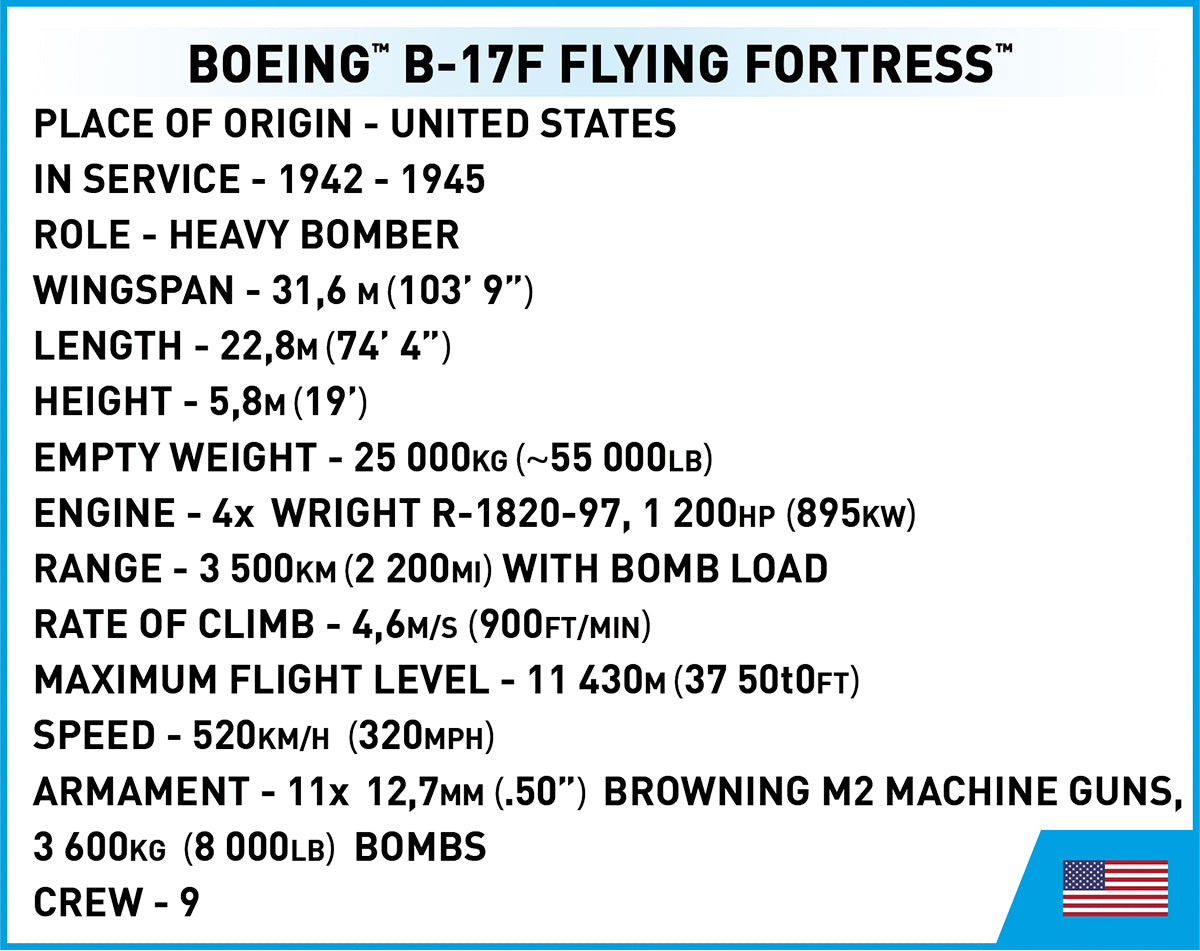 COBI Historical Collection WWII Boeing™ B-17F Flying Fortress™ "Memphis Belle" Aircraft - EXECUTIVE EDITION