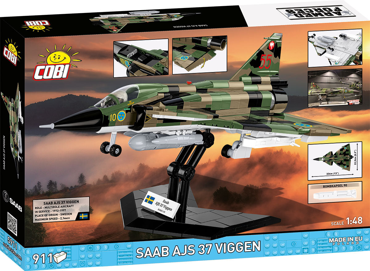 COBI Armed Forces SAAB AJS37 Viggen Aircraft Building Set, 911 Pieces