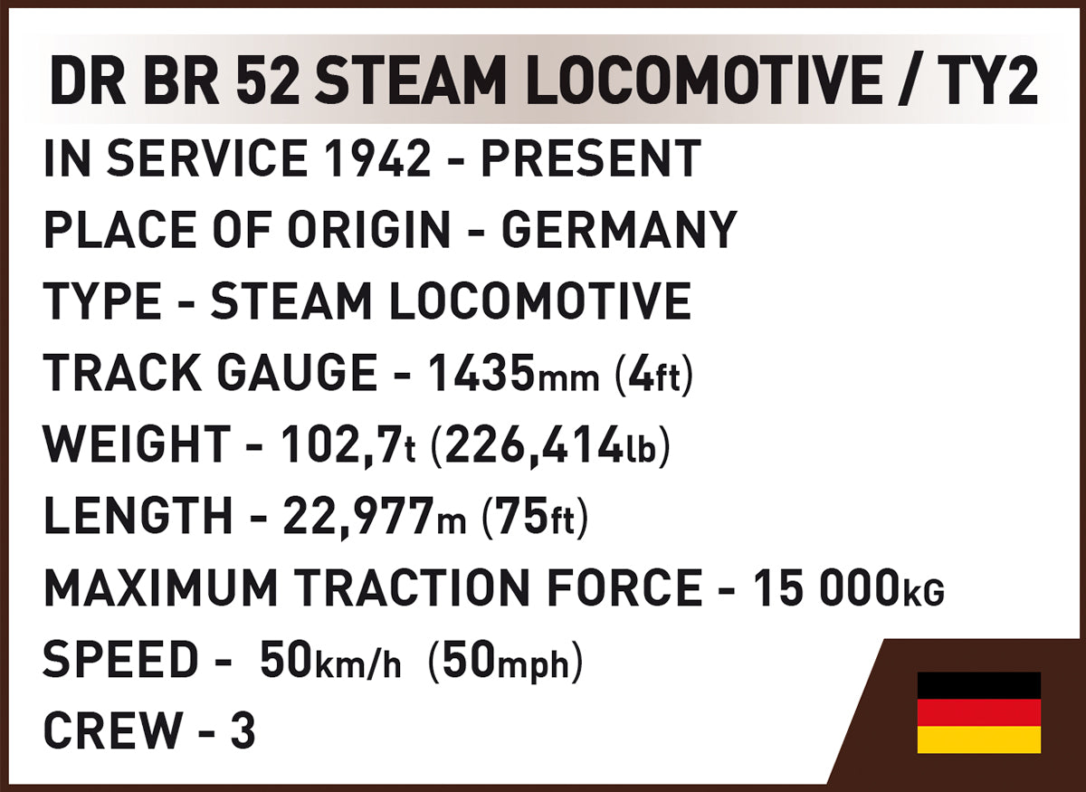 COBI Historical Collection Steam Locomotive DR BR 52/Ty2