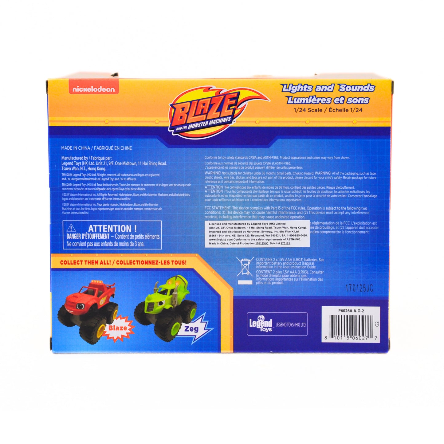 Legend Toys Blaze and the Monster Machines 1:24 Free-Wheels Lights and Sounds Vehicle 2-Pack