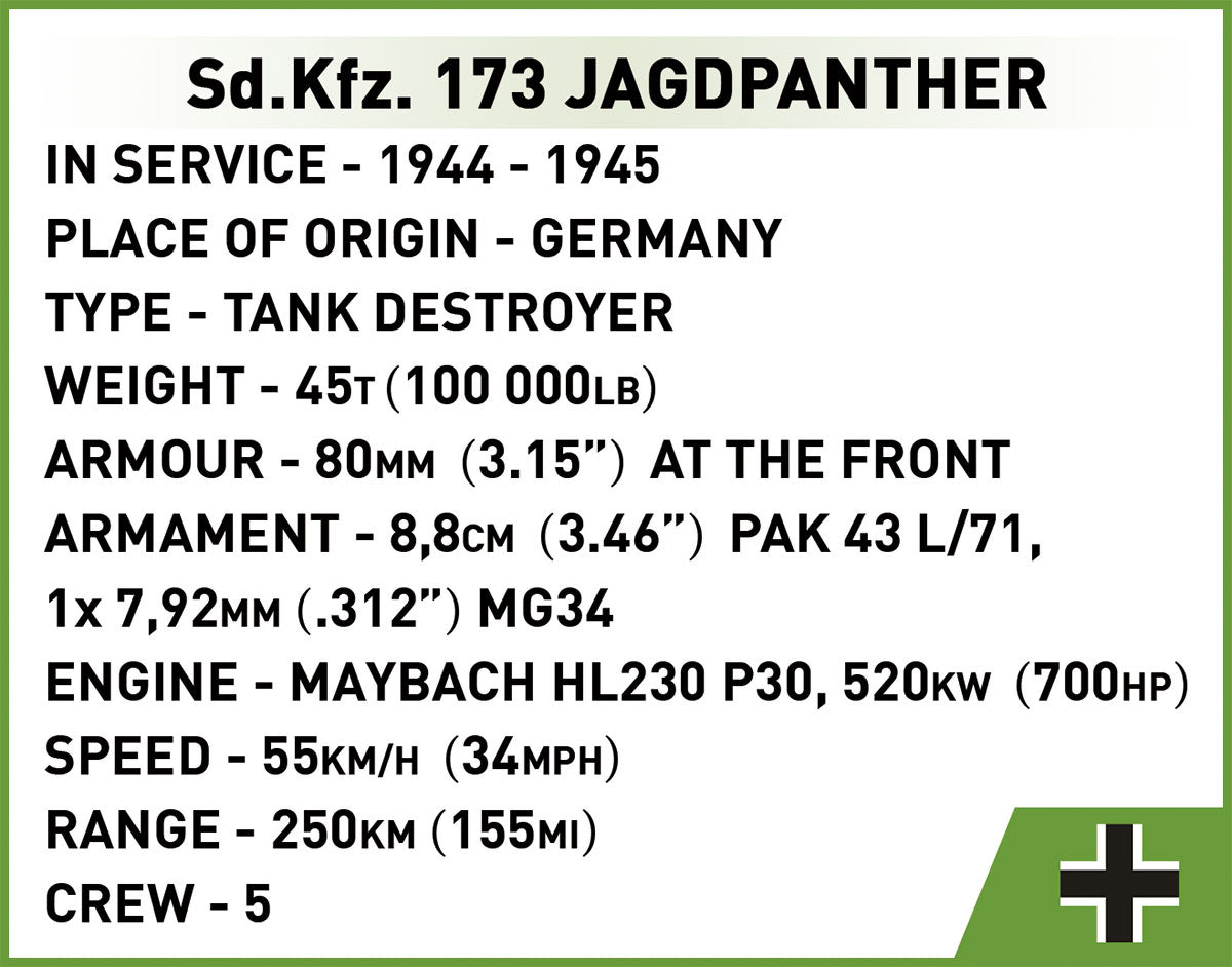 COBI Historical Collection WWII Sd.Kfz. 173 JAGDPANTHER Tank
