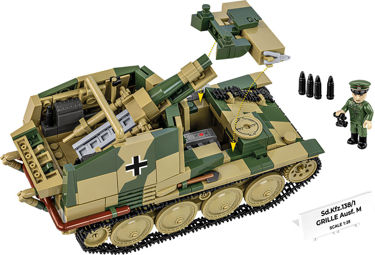 COBI Historical Collection WWII STURMPANZER 38(t) GRILLE Ausf. M Building Set, 720 Pieces