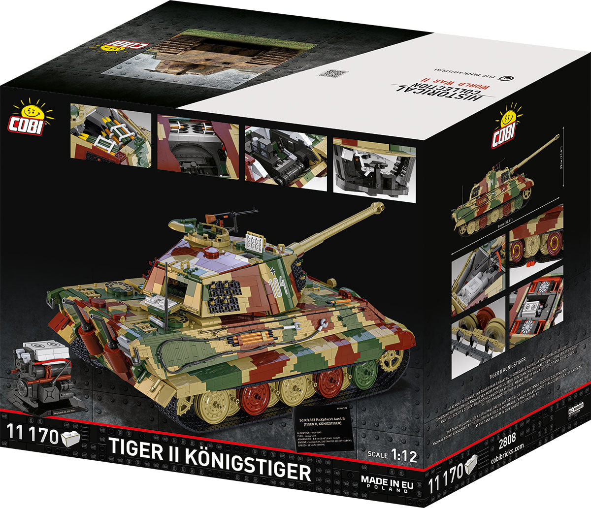 COBI Historical Collection 1:12 Scale WWII Tiger II Konigstiger Tank Building Set, 11170 Pieces