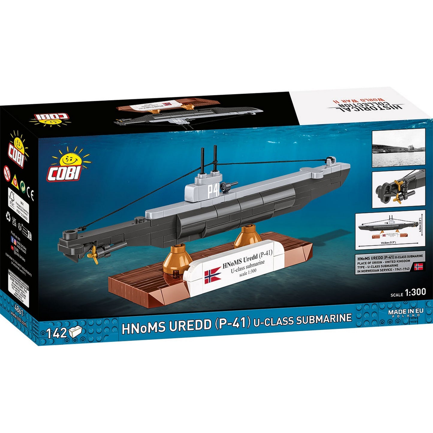 COBI Historical Collection WWII HNoMS Uredd (P-41) U-Class Submarine, 142 Pieces Building Set