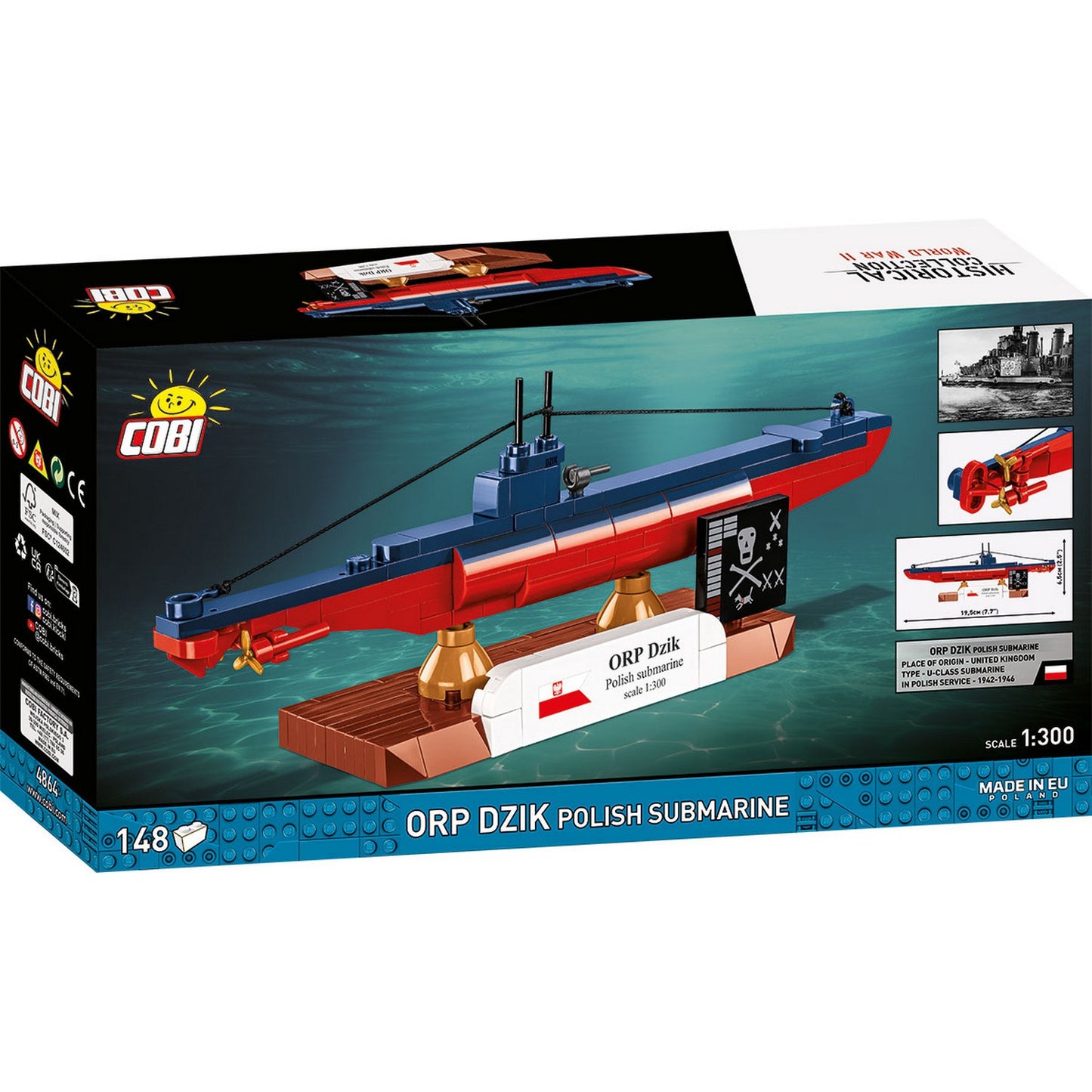 COBI Historical Collection WWII ORP DZIK Polish Submarine, 141 Pieces Building Set