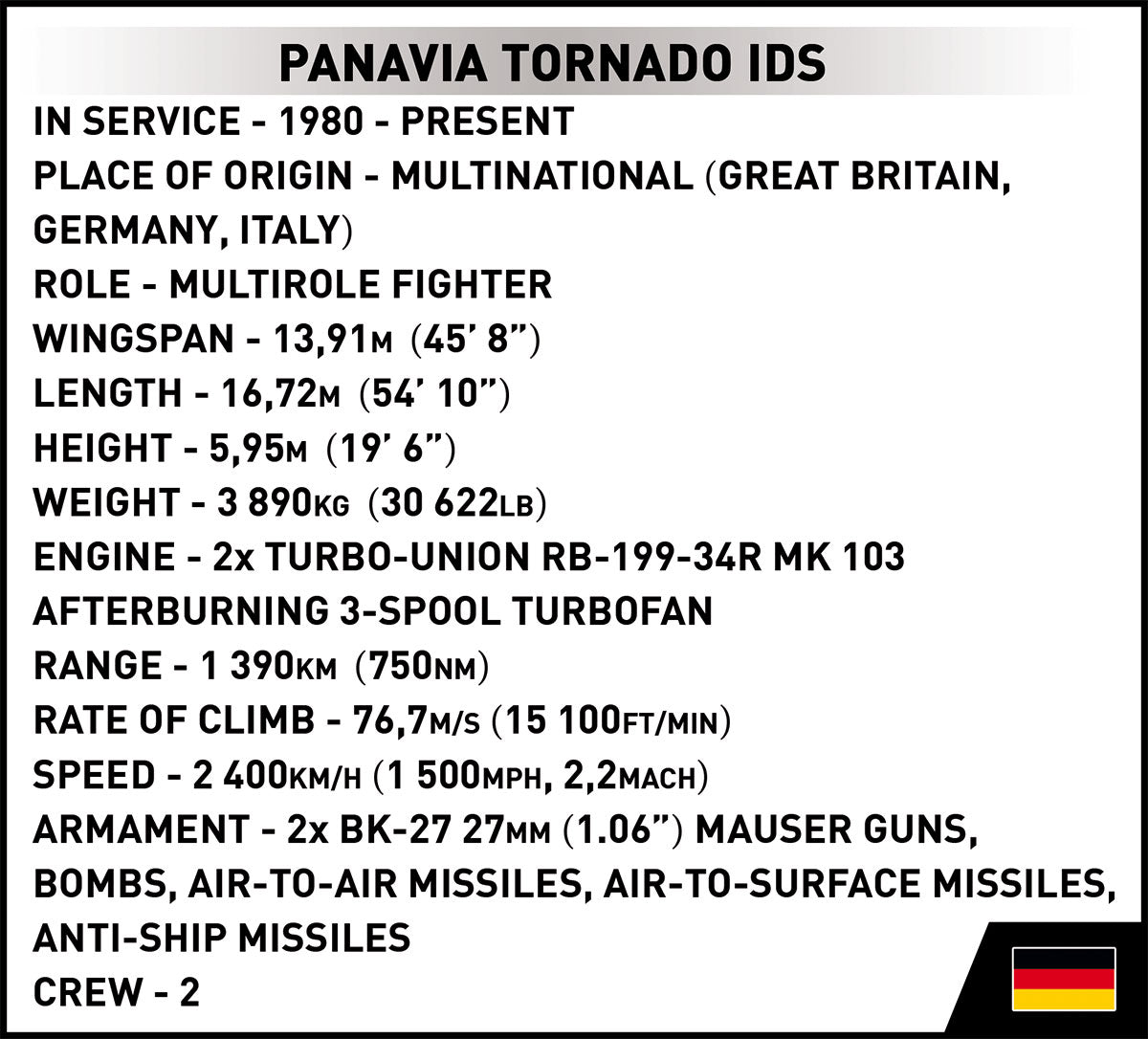 COBI Armed Forces Panavia Tornado IDDS Aircraft