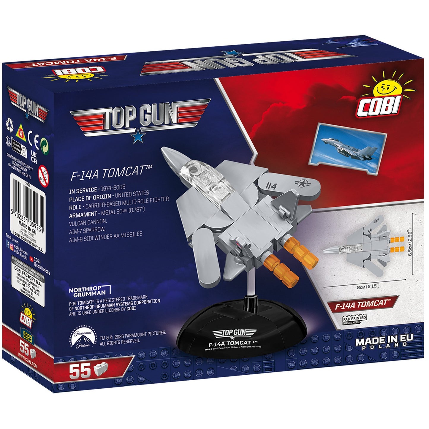 COBI Top Gun Maverick F-14A Tomcat Jet, 55 Pieces Building Set