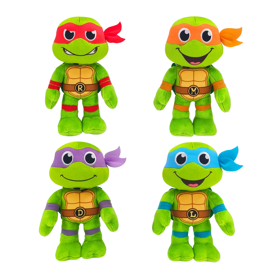 Legend Toys TMNT 8” Basic Plush Starter 4-Pack, Leonardo, Donatello, Raphael and Michelangelo - Officially Licensed