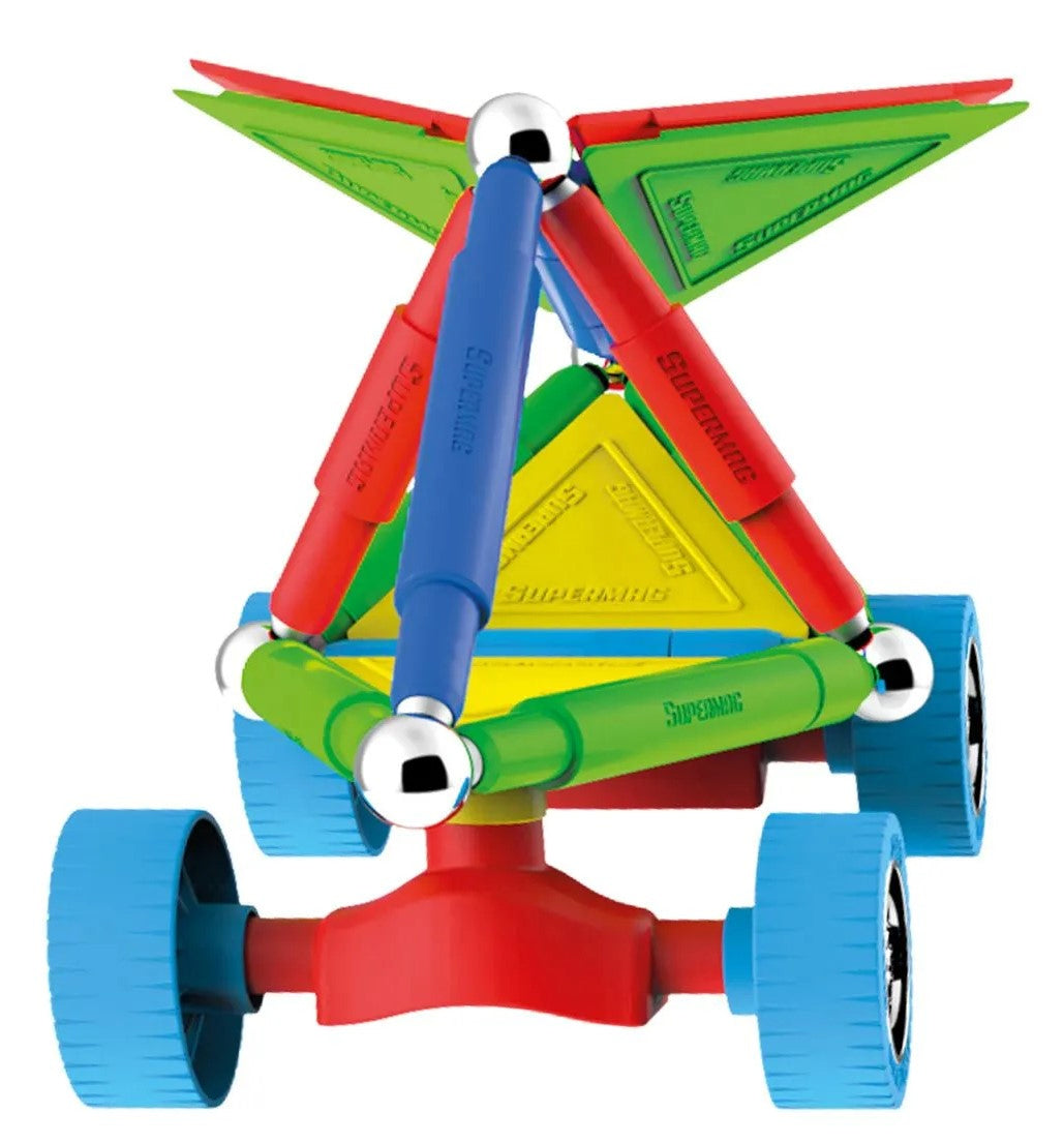 Tinamiri SUPERMAG - Wheels 40 | Educational construction fun | 40 piece set | Europe-made | STEM | Toy Magnetic Building Sets | Magnet Toys | Supermag 0660