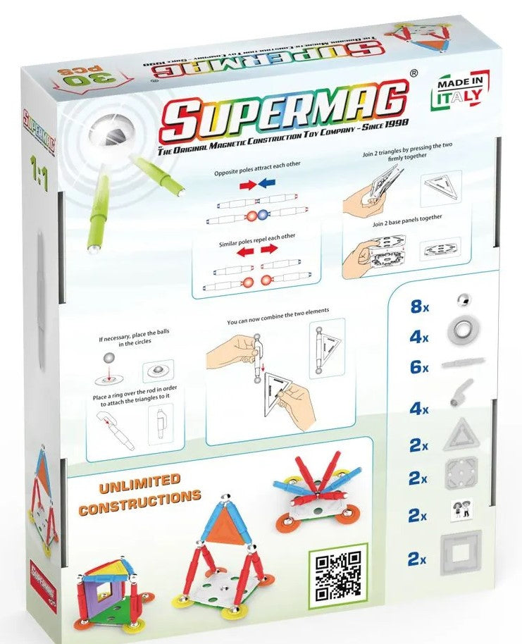 Tinamiri SUPERMAG - House 30 | Educational construction fun | 30 piece set | Europe-made | STEM | Toy Magnetic Building Sets | Magnet Toys | Supermag 0662