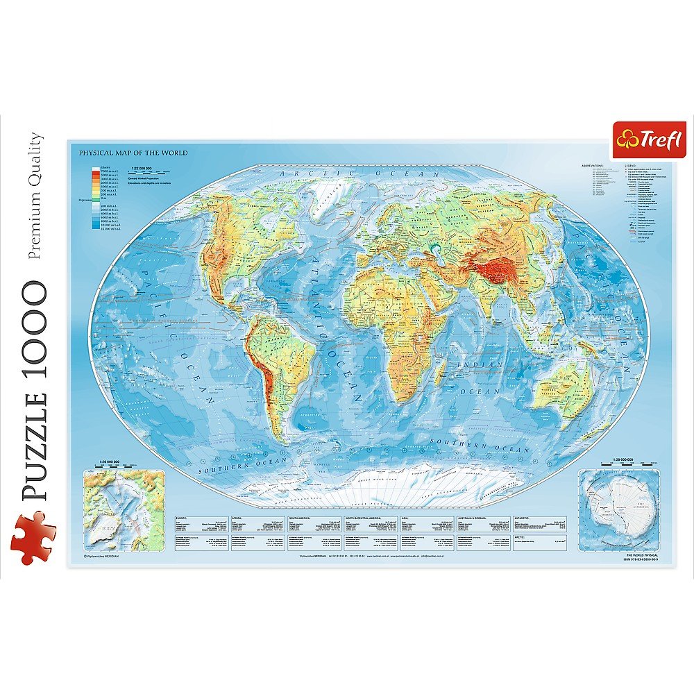 Trefl 1000 Piece Jigsaw Puzzle, Physical Map of the World