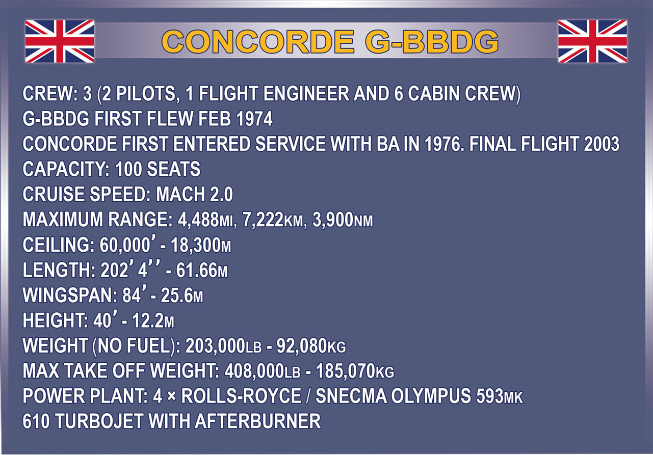 COBI Historical Collection Brooklands Museum G-BBDG Concorde Turbojet Plane