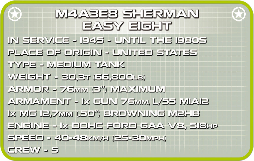 COBI Historical Collection M4A3E8 Sherman, Easy Eight