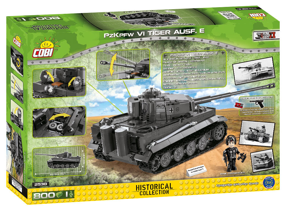 COBI Historical Collection WWII PzKpfw VI Tiger Ausf. E Building Set, 800 Pieces