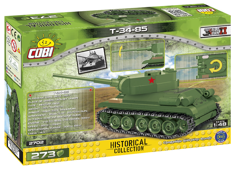 COBI Historical Collection WWII T-34-85 Building Set, 273 Pieces