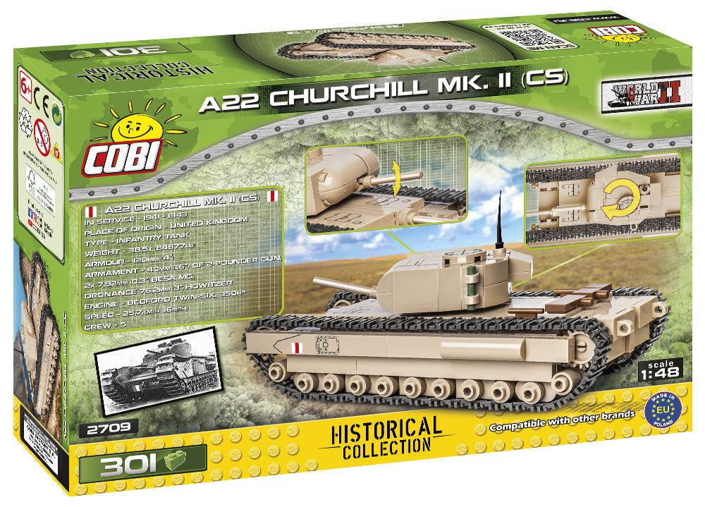 COBI Historical Collection A22 Churchill MK. II (CS) Tank Building Set, 301 Pieces
