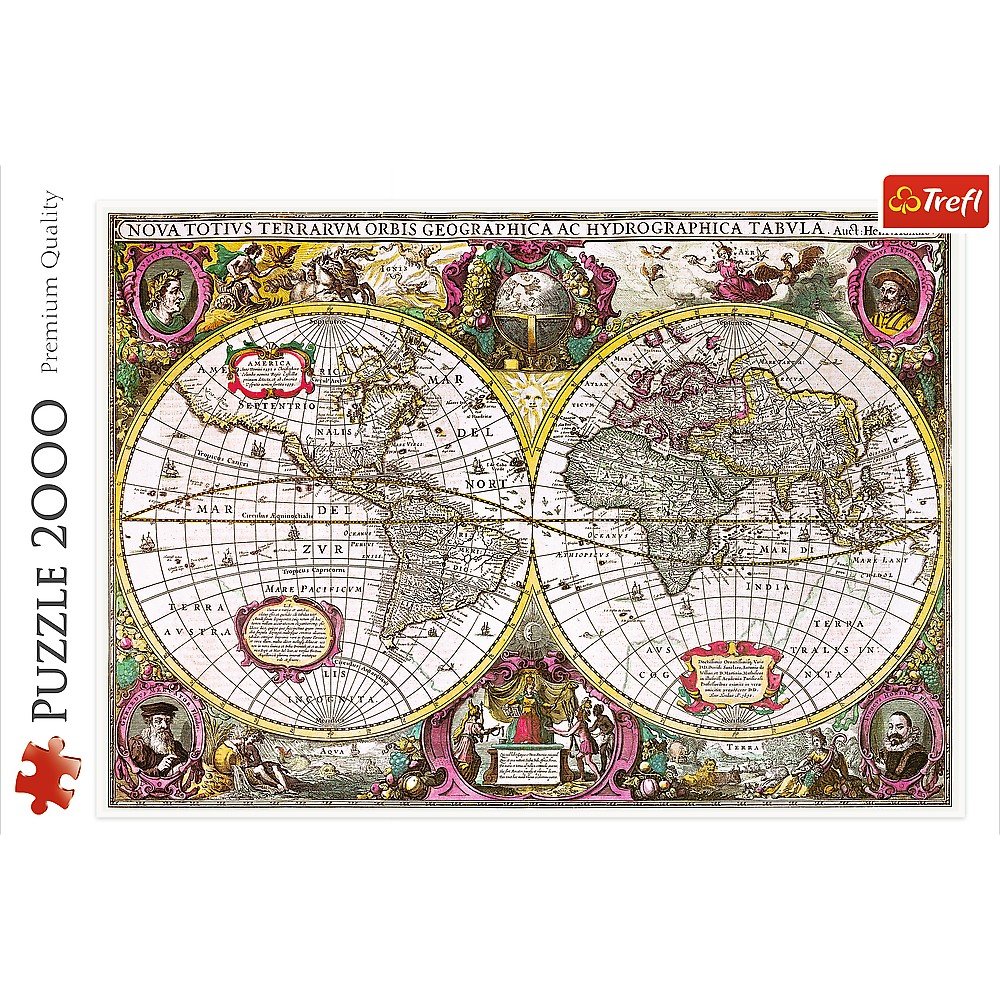 Trefl 2000 Piece Jigsaw Puzzle, A New Land and Water Map of the Entire Earth, 1630