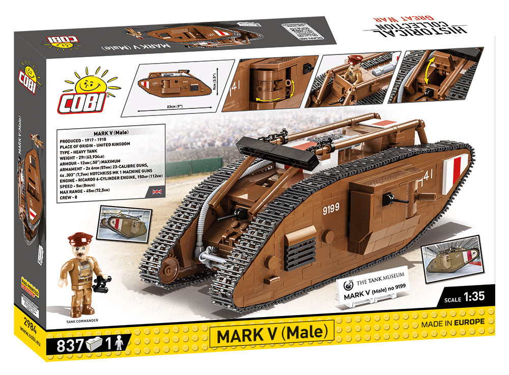 COBI Historical Collection The Tank Museum MARK V (Male) Tank Building Set, 837 Pieces