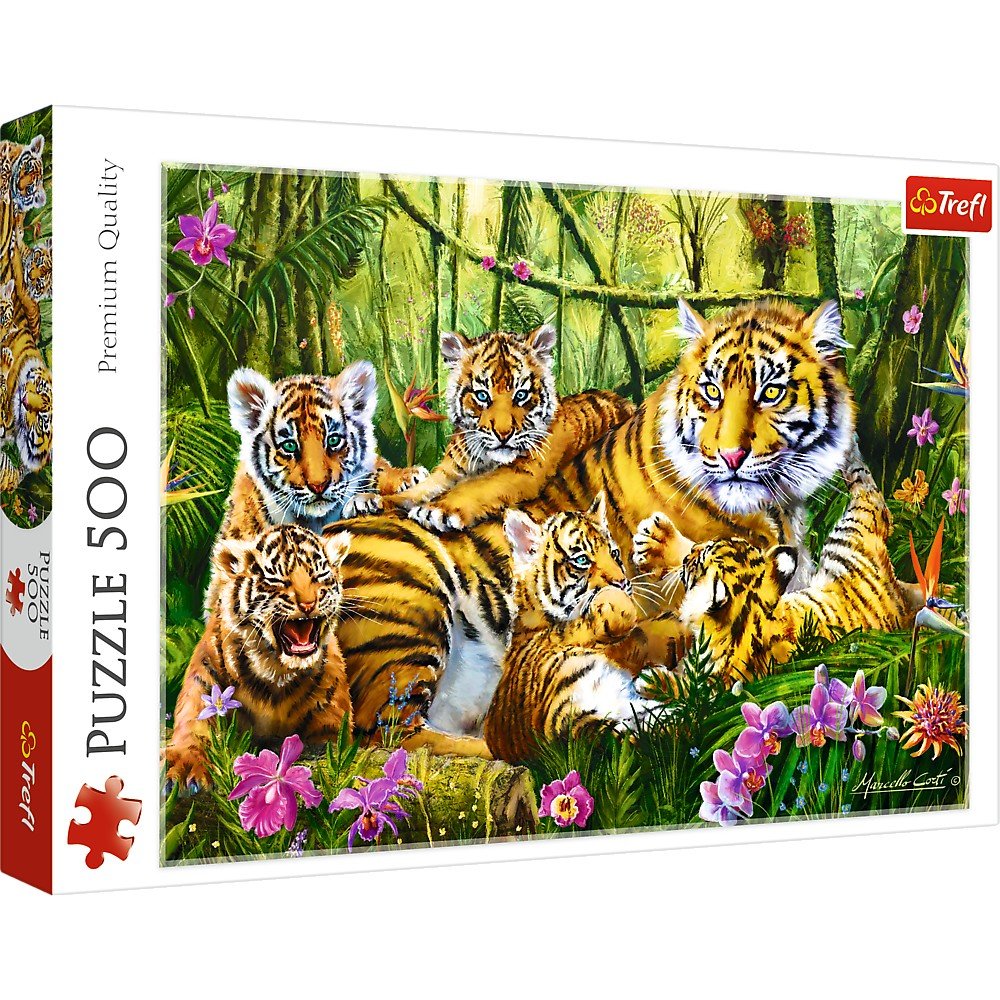 Trefl 500 Piece Jigsaw Puzzle, Family of Tigers