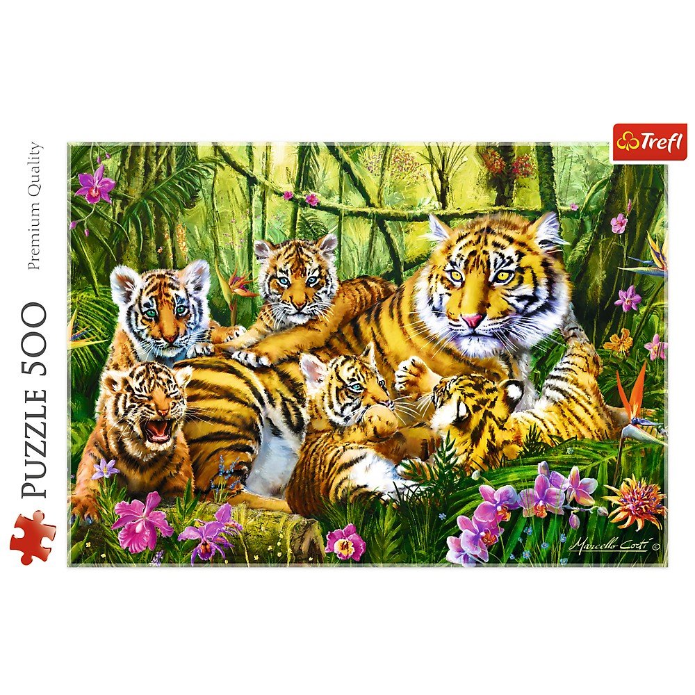 Trefl 500 Piece Jigsaw Puzzle, Family of Tigers