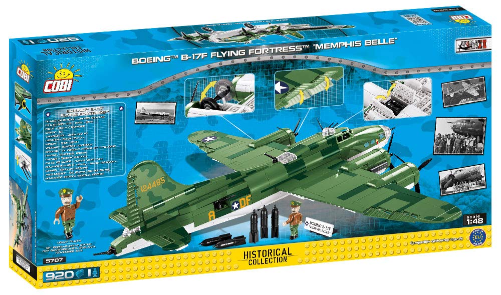 COBI Historical Collection Boeing B-17F Flying Fortress Memphis Belle Plane Building Set, 920 Pieces