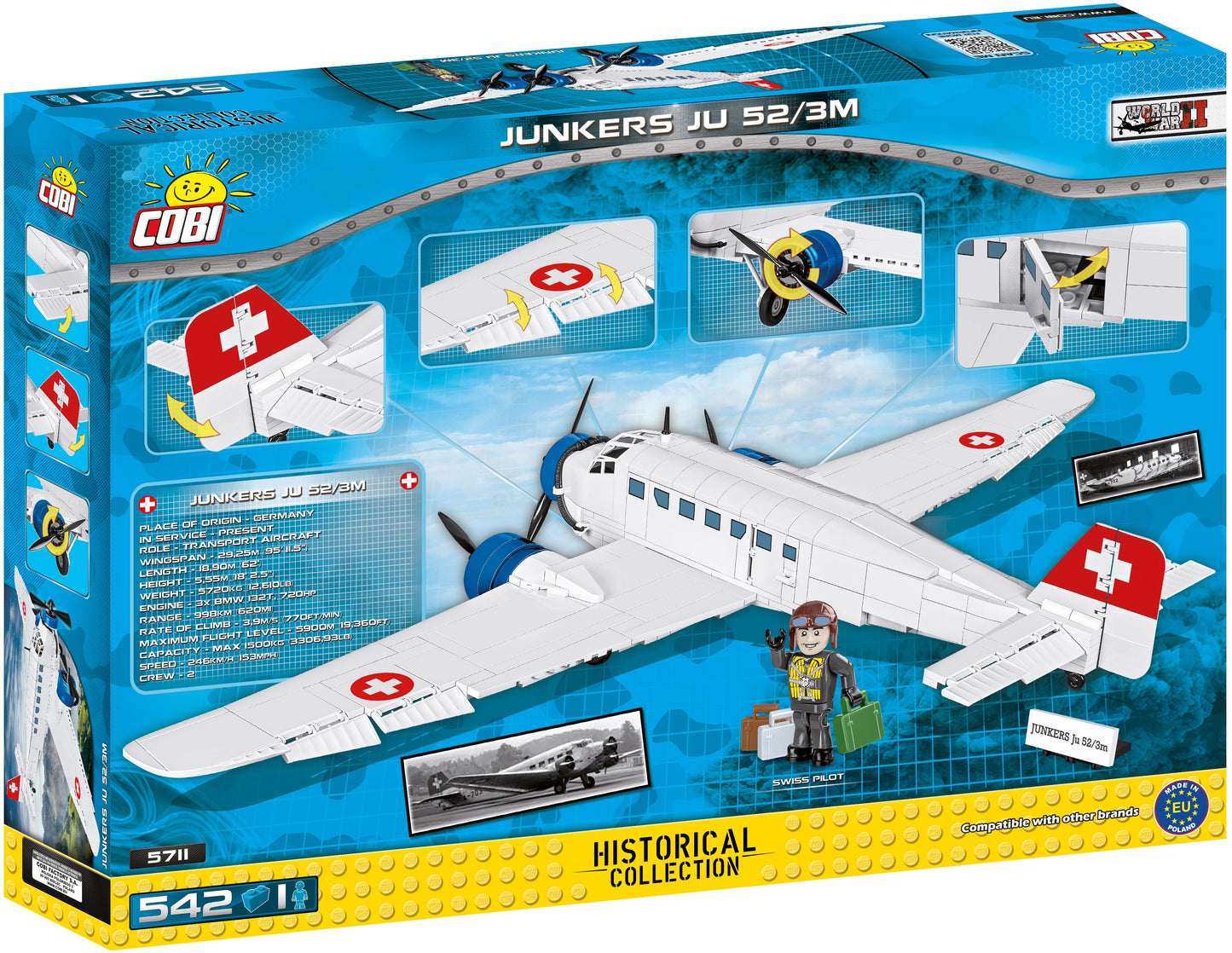 COBI Historical Collection Junkers Ju 52/3m Building Set, 542 Pieces