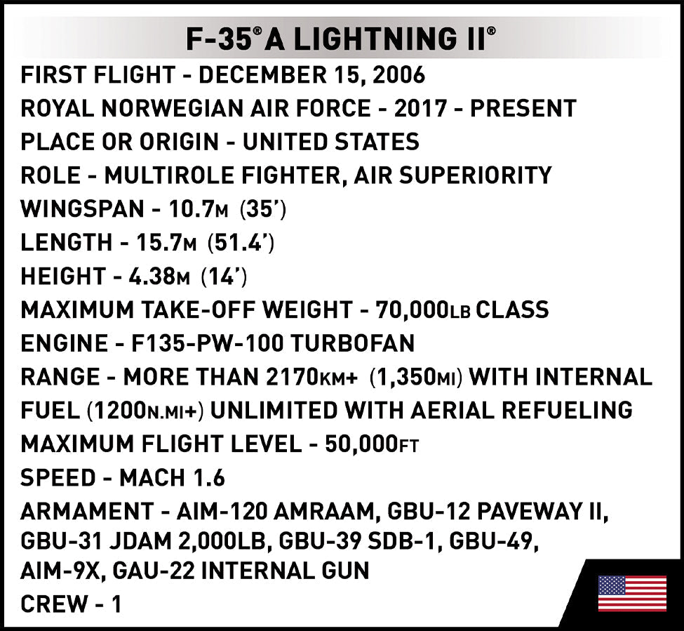 COBI Armed Forces F-35®A LIGHTNING II® Jet Plane