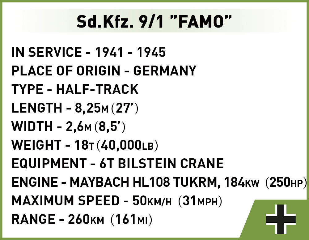 COBI Historical Collection WWII Sd.Kfz. 9/1 "FAMO" Vehicle
