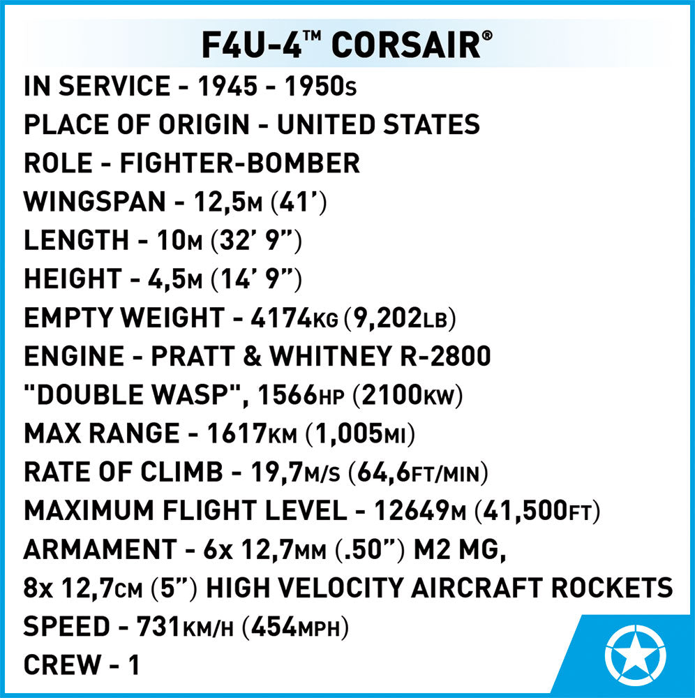 COBI Historical Collection Korean War F4U-4 ™ Corsair® Aircraft