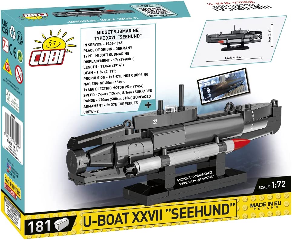 COBI Historical Collection WWII DEUTSCHES MARINEMUSEUM U-BOAT XXVII "SEEHUND" Submarine