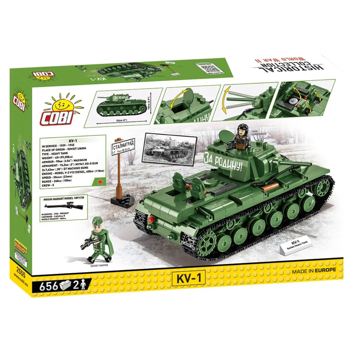 COBI Historical Collection: World War II KV-1 Heavy Tank Building Set, 656 Pieces