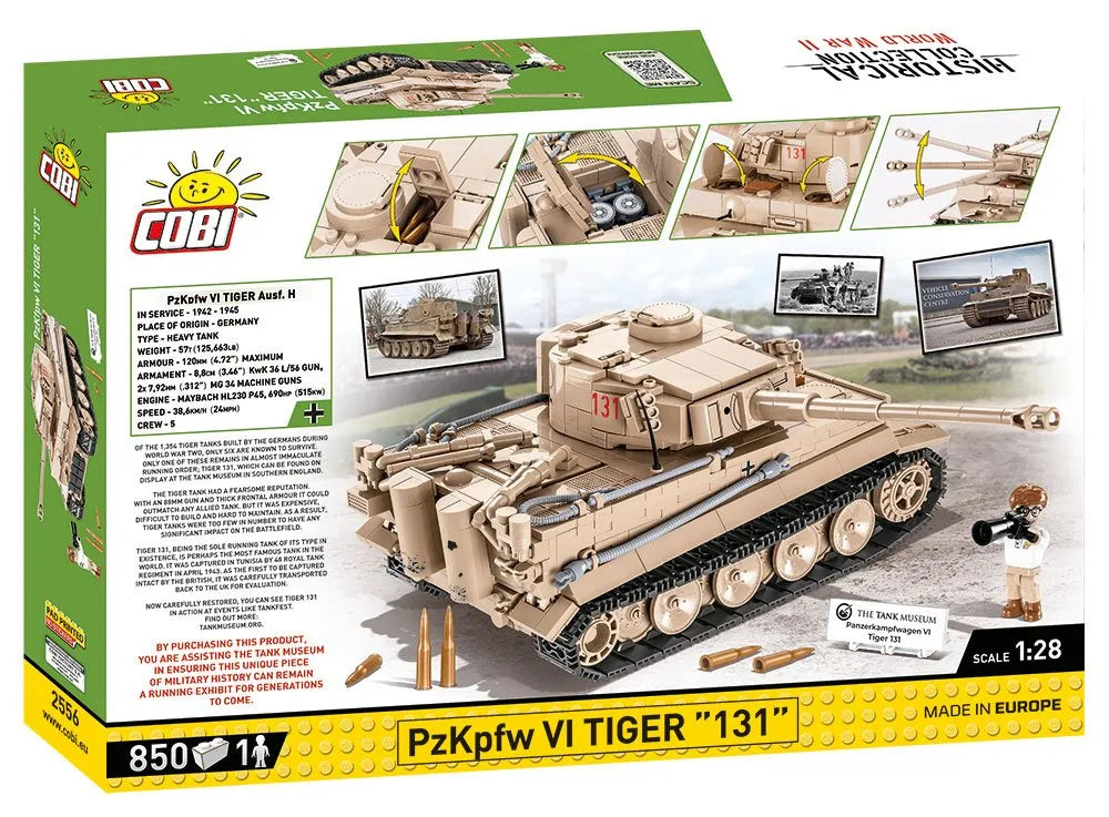 COBI Historical Collection: World War II PzKpfw VI Tiger Tank Building Set, 850 Pieces