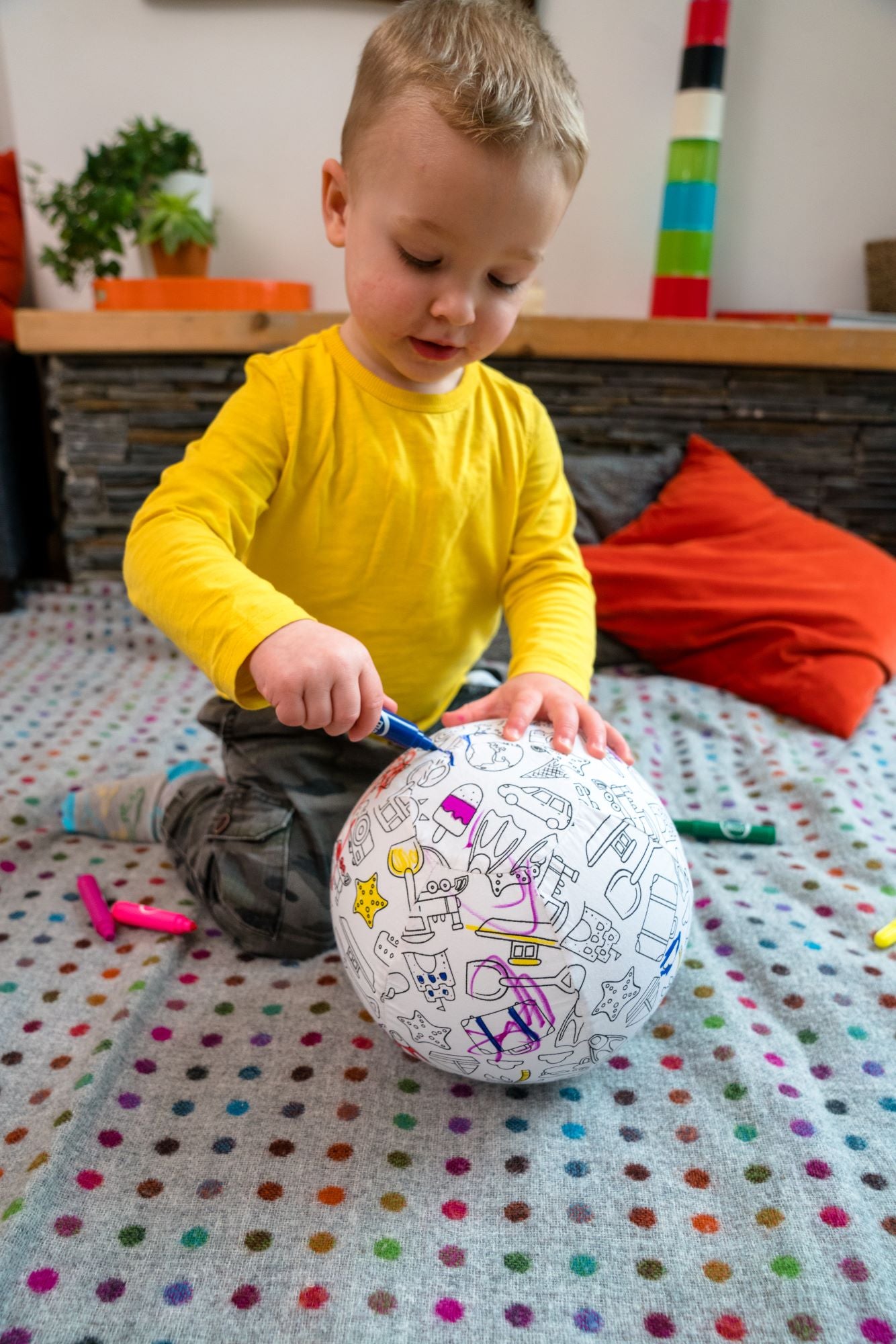 BubaBloon Colour In Travel Design Cotton Balloon Cover with Washable Markers