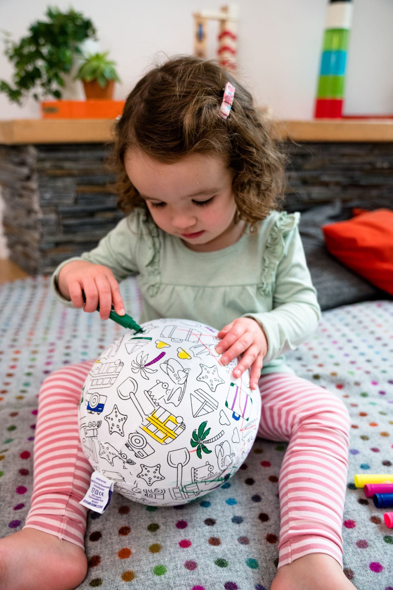 BubaBloon Colour In Travel Design Cotton Balloon Cover with Washable Markers