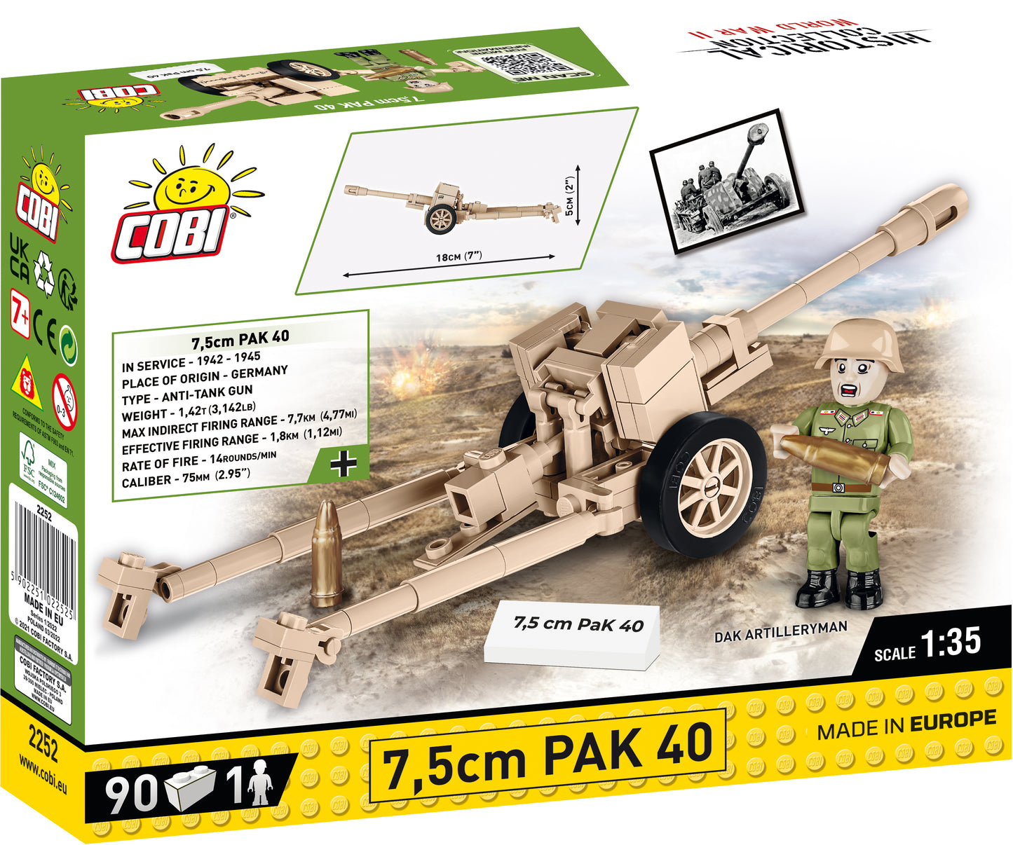 COBI Historical Collection World War II 7.5 cm PaK 40 German Anti-Tank Gun