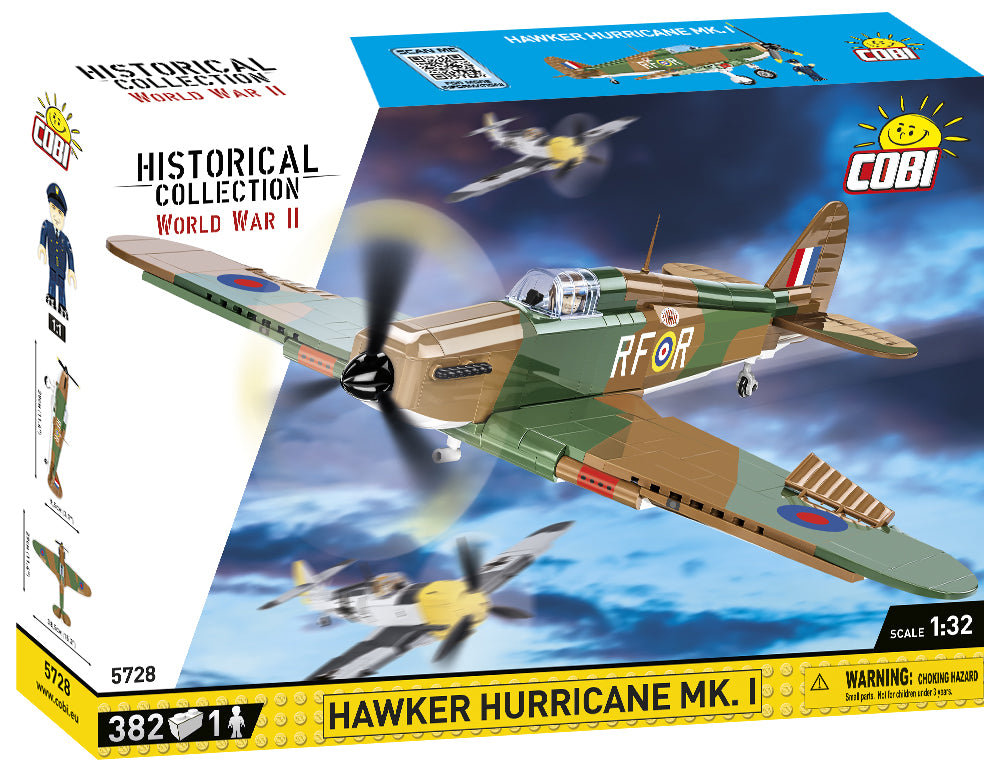COBI Historical Collection World War II Hawker Hurricane MK. I Plane Building Set, 382 Pieces