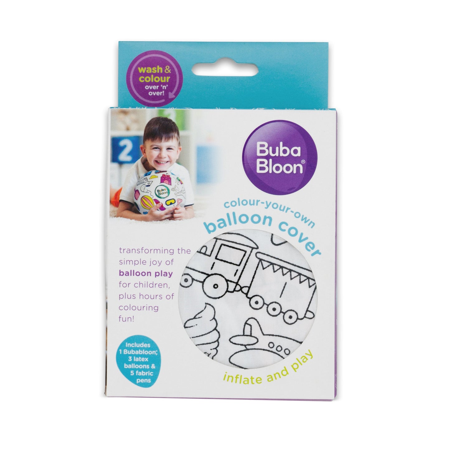 BubaBloon Colour In Travel Design Cotton Balloon Cover with Washable Markers