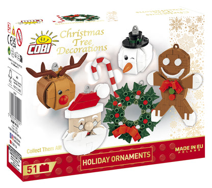 COBI Holiday Ornaments Christmas Tree Decorations Building Set, 51 Pieces