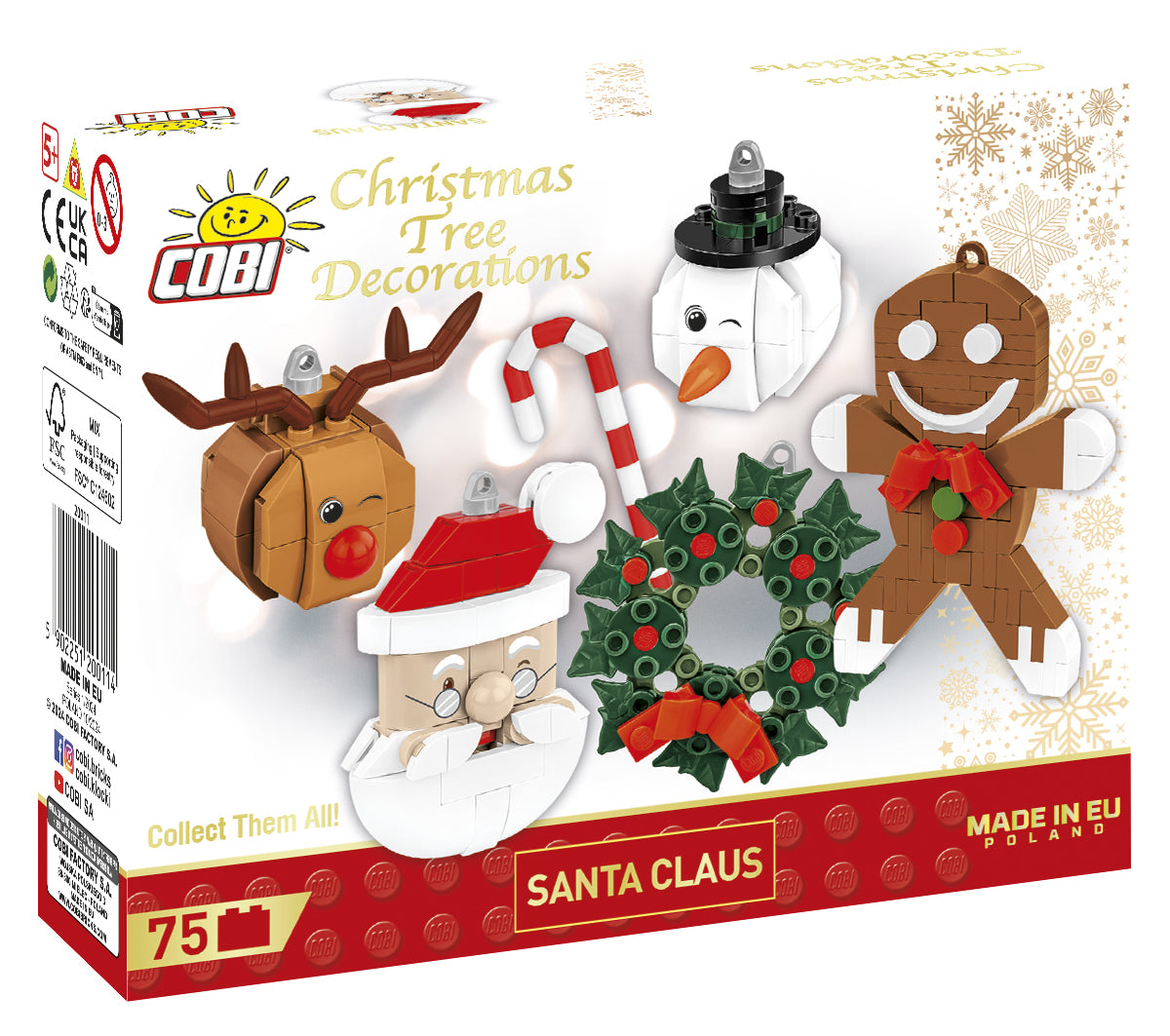 COBI Santa Claus Ornament Building Set, 75 Pieces