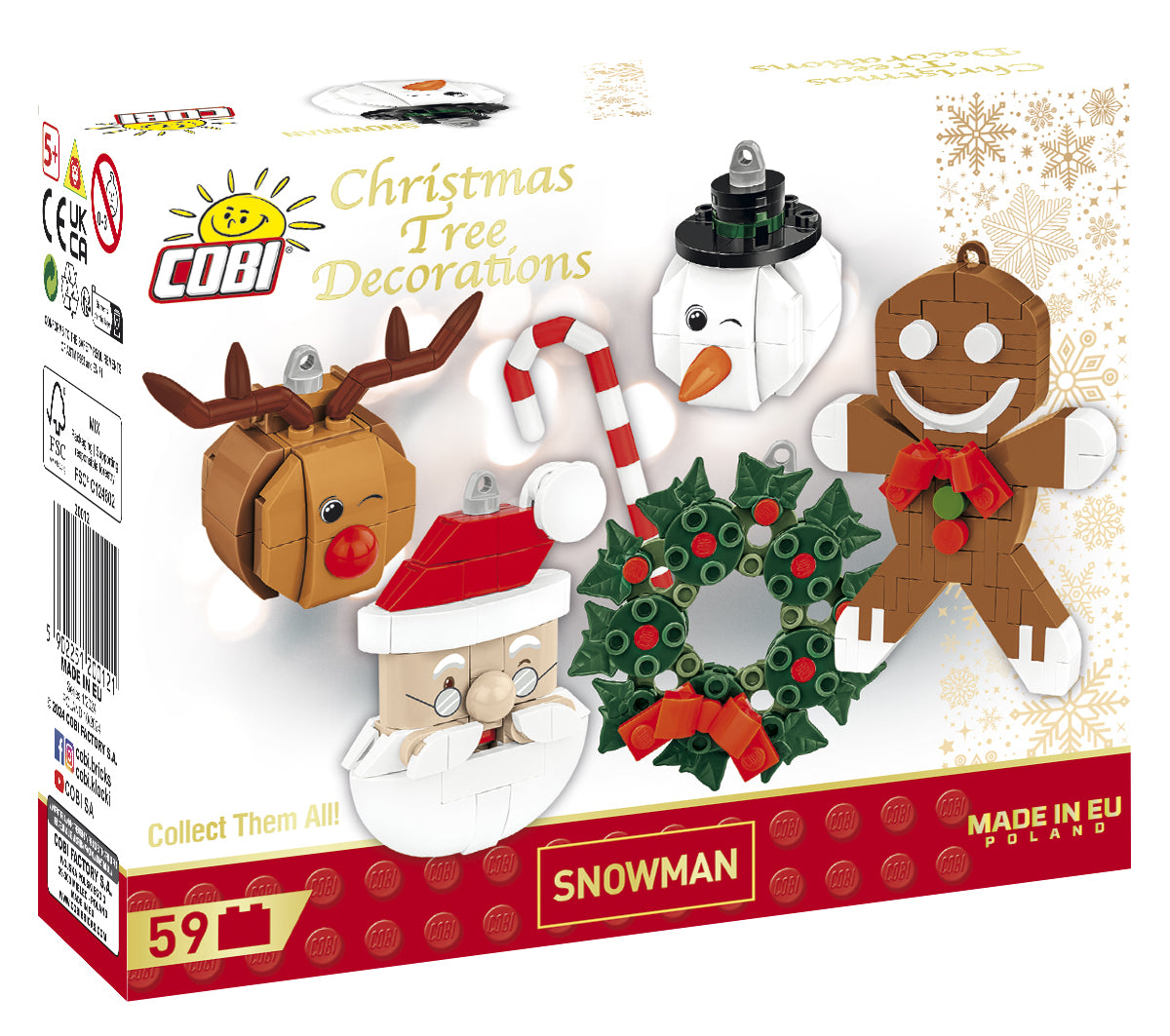 COBI Snowman Ornament Building Set, 59 Pieces