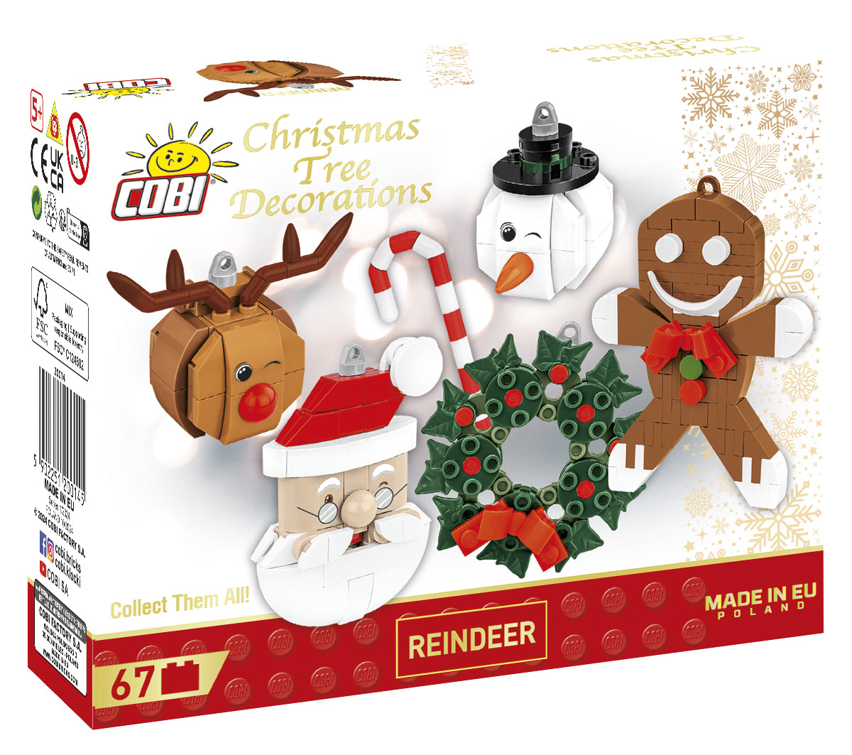 COBI Reindeer Ornament Building Set, 67 Pieces