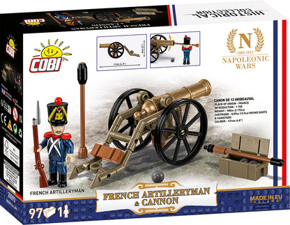 COBI Napoleonic Wars French Artilleryman & Cannon Building Set, 97 Pieces